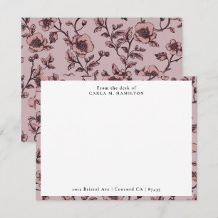 Carte De Correspondance Fleur botanique mauve vintage de la part de