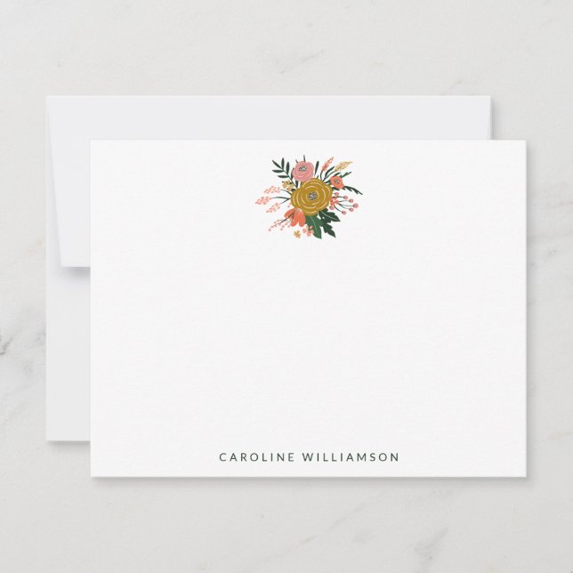 Carte De Correspondance Fleur botanique minimaliste simple personnalisée (Devant)
