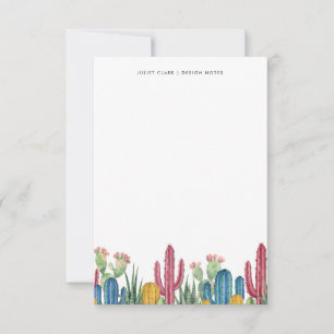 Carte De Correspondance Fleur de cactus colorés fixe