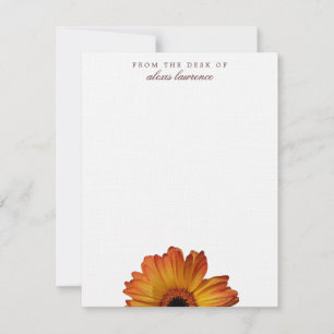 Carte De Correspondance Fleur de gerbera Sunny Orange du bureau de note