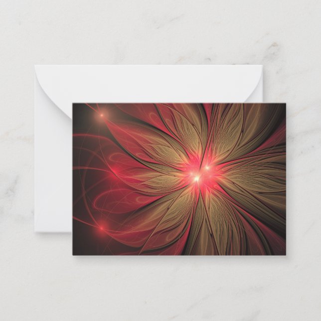 Carte De Correspondance Fleur fractale de fansy rouge (Devant)