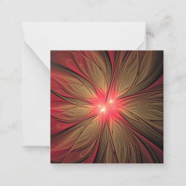 Carte De Correspondance Fleur fractale de fansy rouge (Devant)