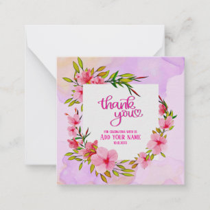 Carte De Correspondance Fleur "Merci" I Élégante Fleur de Cerisier Rose