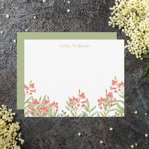 Carte De Correspondance Fleur Moderne Aquarelle Élégante Chic