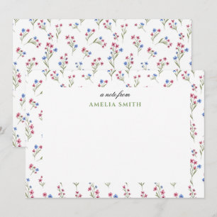 Carte De Correspondance Fleur pastel grandmillennial rose vert