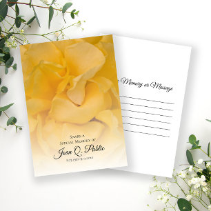 Carte De Correspondance Fleur rose jaune Partager un enterrement mémoire