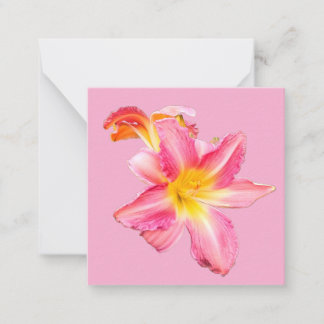 Carte De Correspondance Fleur rose - Textile rayures