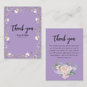 Carte De Correspondance Fleur Sauvage Violette Été Floral Mariage Merci