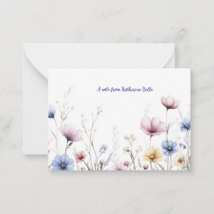 Carte De Correspondance Fleurs à l'aquarelle Bordure inférieure Fleurs sau