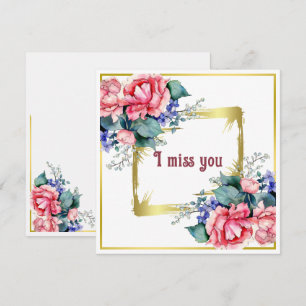 Carte De Correspondance Fleurs à l'aquarelle - Cadre doré 10 + votre texte