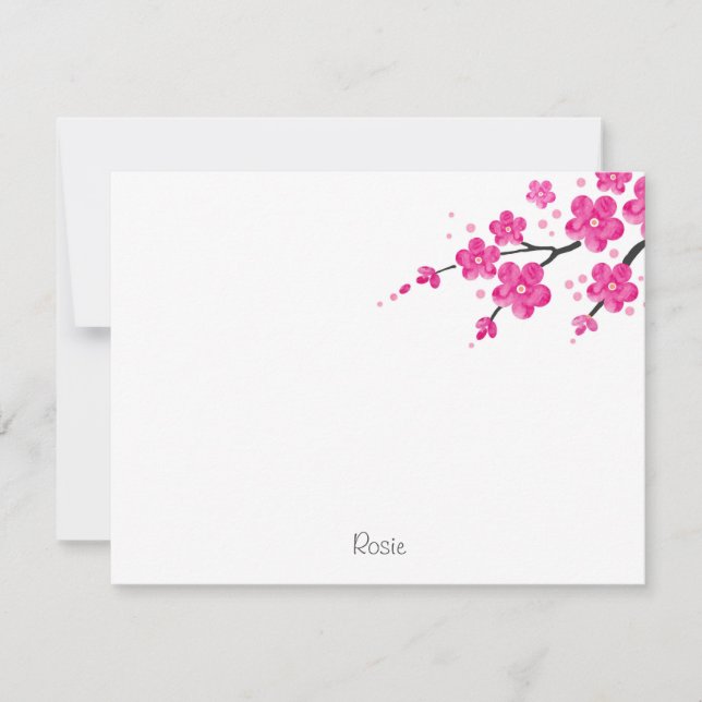 Carte De Correspondance Fleurs d'aquarelle rose 2 (Devant)