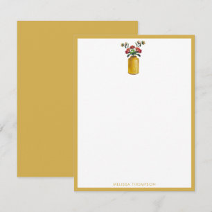 Carte De Correspondance Fleurs d'aquarelle Vintage Jaune personnalisées