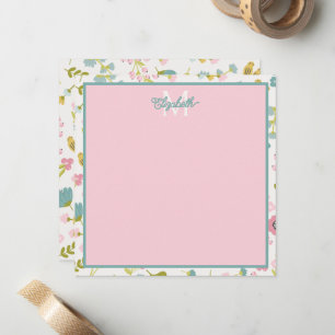 Carte De Correspondance Fleurs de cottage printanières monogramme