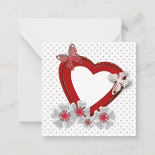 Carte De Correspondance Fleurs de la Saint-Valentin florale rouge papillon