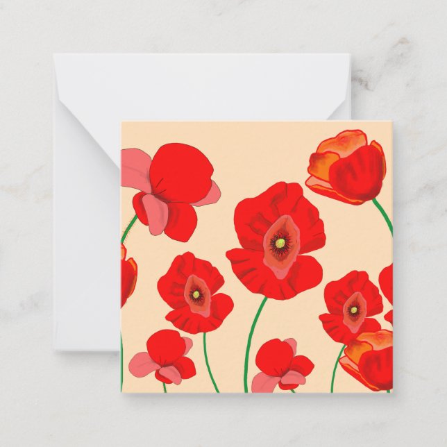 Carte De Correspondance Fleurs de pavot rouges (Devant)