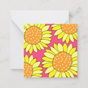 Carte De Correspondance Fleurs de soleil rose orange jaune à quatre mains