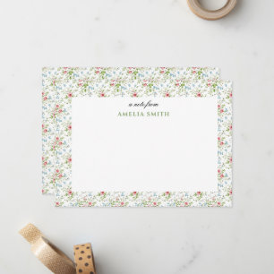 Carte De Correspondance Fleurs pastel grandmillénaire rose vert