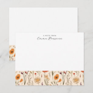 Carte De Correspondance Fleurs sauvages à l'aquarelle lilas orange écritur