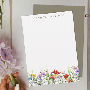 Carte De Correspondance Fleurs sauvages aquarelles colorées rustiques flor