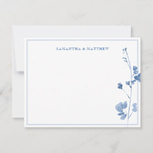 Carte De Correspondance Fleurs sauvages bleues avec double bordure