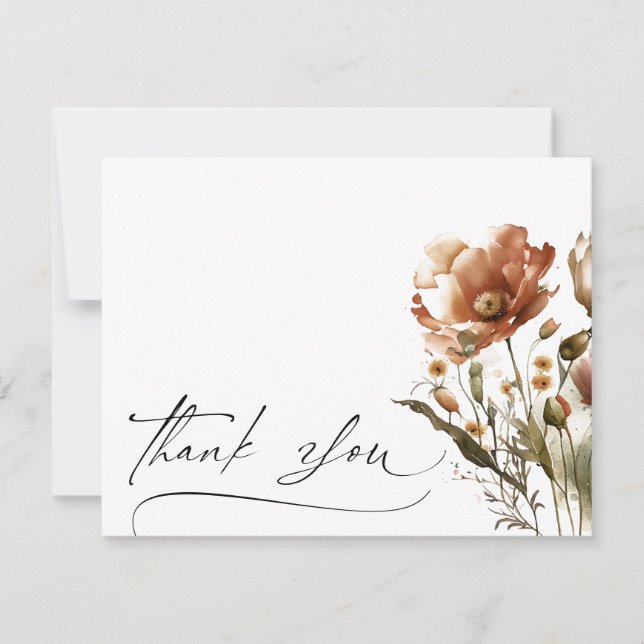 Carte De Correspondance Fleurs sauvages d'aquarelle Merci (Devant)