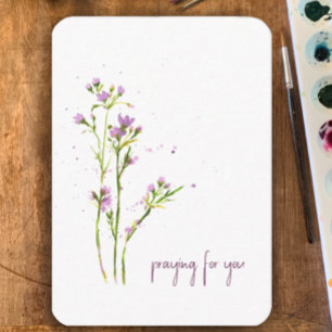 Carte De Correspondance Fleurs sauvages d'aquarelles modernes Priez Pour
