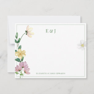 Carte De Correspondance Fleurs sauvages de monogramme à double bordure ver