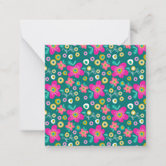 Carte De Correspondance Fleurs vives et gaies sur vert émeraude