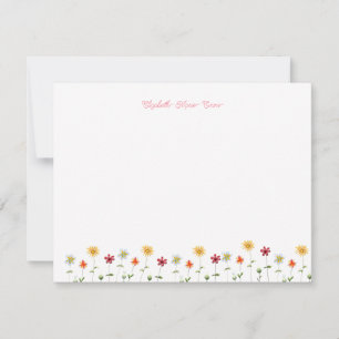 Carte De Correspondance Fleurs Whimsical Modernes Motif Rose Girly