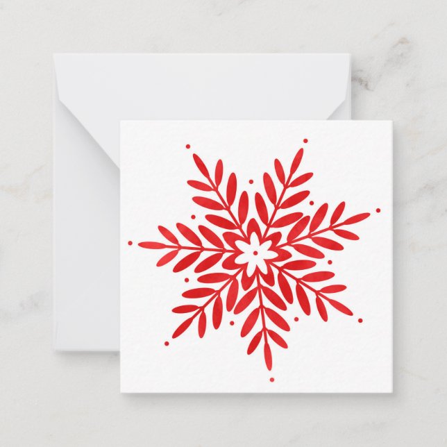 Carte De Correspondance Flocon de neige à l'aquarelle rouge   (Devant)