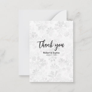 Carte De Correspondance Flocon de neige d'hiver Mariage Merci