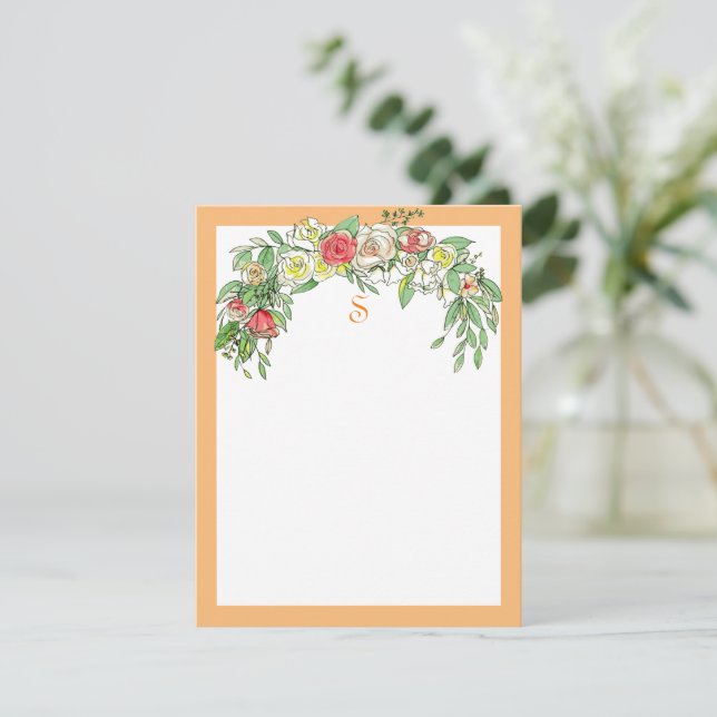 Carte De Correspondance Floral feminin monogramme (Debout devant)