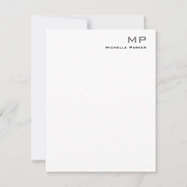 Carte De Correspondance Floral Monogrammé professionnel minimaliste simple (Devant)
