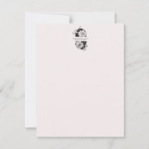 Carte De Correspondance Floral noir et blanc élégant