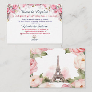 Carte De Correspondance Floral rose Paris Lluvia de Sobres Quinceañera