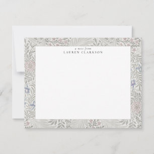 Carte de correspondance florale grise William Morr