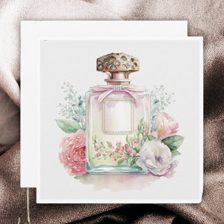Carte De Correspondance Flore Vintage Bouteille de parfum plat