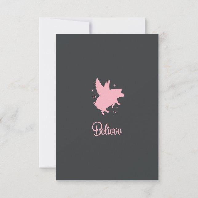 Carte De Correspondance Flying Pig Believe Flat Note Card (Devant)