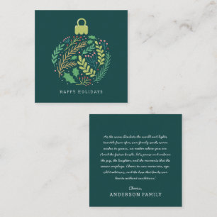 Carte De Correspondance Foliage Floral moderne Ornement Joyeux vacances