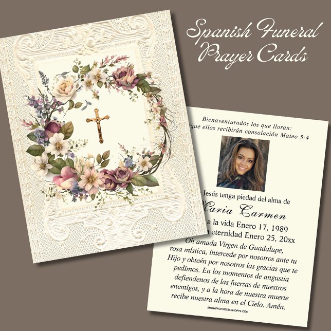 Carte De Correspondance Fond religieux Crucifix Floral Wreath (Créateur téléchargé)