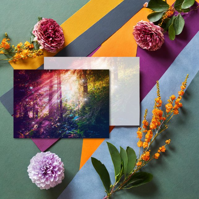 Carte De Correspondance Forêt arc-en-ciel mystique Bois Artistique (Créateur téléchargé)