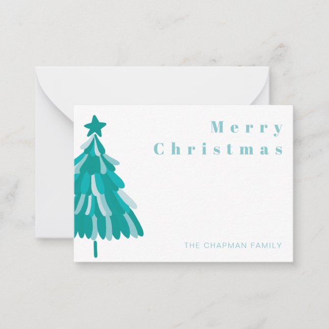 Carte De Correspondance Forêt de Noël verte personnalisée (Devant)