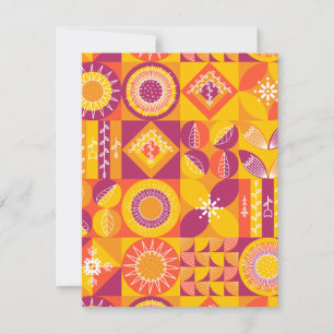 Carte De Correspondance Formes géométriques en orange, or et violet