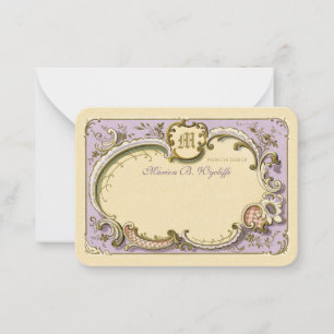 Carte De Correspondance French Rococo cadre élégant Antique Gold Lilac