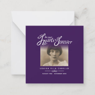 Carte De Correspondance Funérailles dans nos coeurs elle est partie poème 