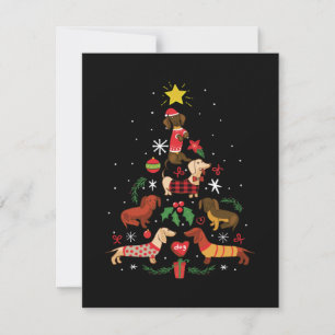 Carte De Correspondance Funny Dachshund sapin de Noël