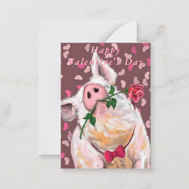 Carte De Correspondance Funny Pig Valentine's Day Card (Devant)