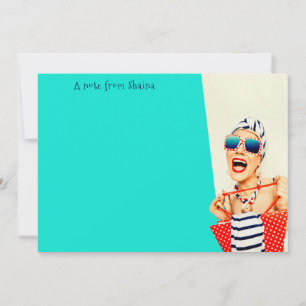 Carte De Correspondance Funny Sassy Beach Lady Retro Vibe