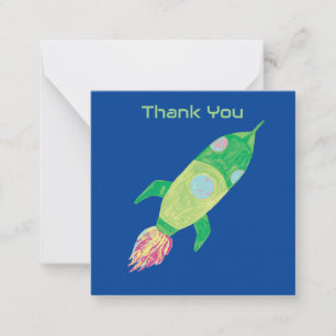 Carte De Correspondance Fusée spatiale enfantine verte personnalisée