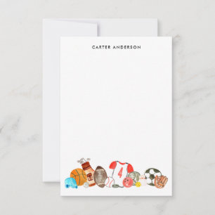 Carte De Correspondance Garçons aquarelle ballons de sport Enfants de star